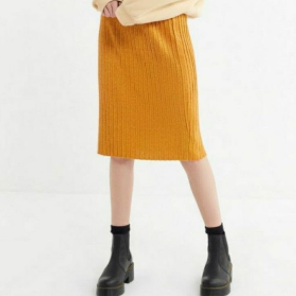 Urban Outfitters Gold Shimmer Pleated Skirt